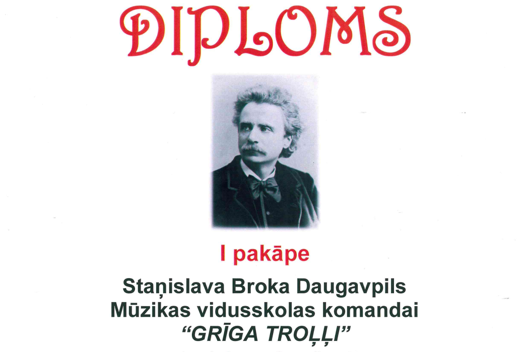 Konkursa Edvardam Grīgam – 180 laureātu diploms